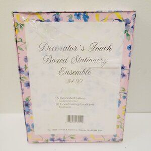 Vtg Decorator's Touch Boxed Stationary Ensemble Pink Purple Yellow Floral